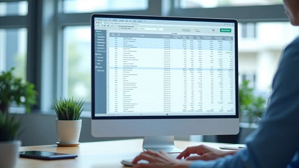 Organized expense spreadsheet displayed on computer monitor with categories and monthly data clearly visible