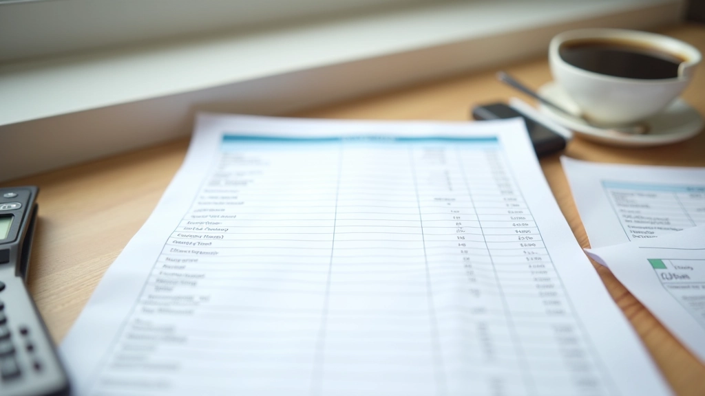 Expense categories written on paper with calculator showing monthly rent insurance and utilities costs breakdown